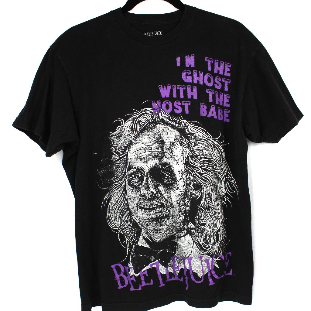 Beetlejuice T Shirt Men's Black "The Ghost With The Most" Graphic Size Large